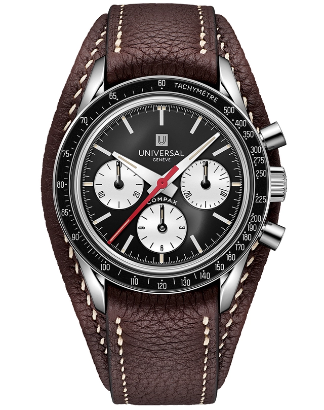 Universal Genève – Tribute to Compax, Rennstreckenuhr mit Handaufzugskaliber und Chronograph