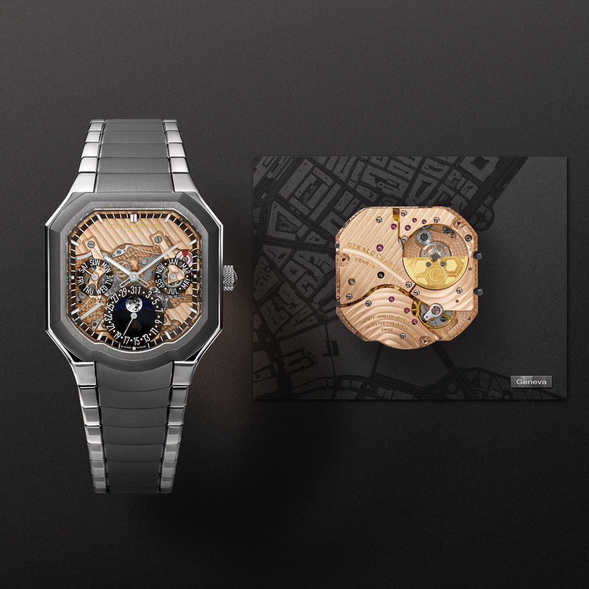 Gerald Charles: Masterlink Perpetual Calendar, Vorder- und Rückseite