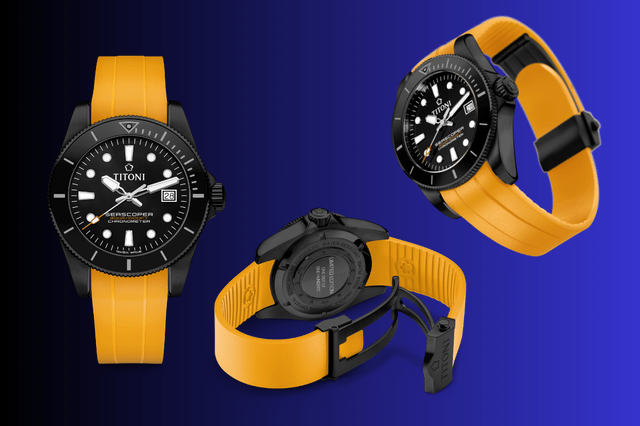 Drei Ansichten der Titoni Seascoper Limited Edition, Rückseite