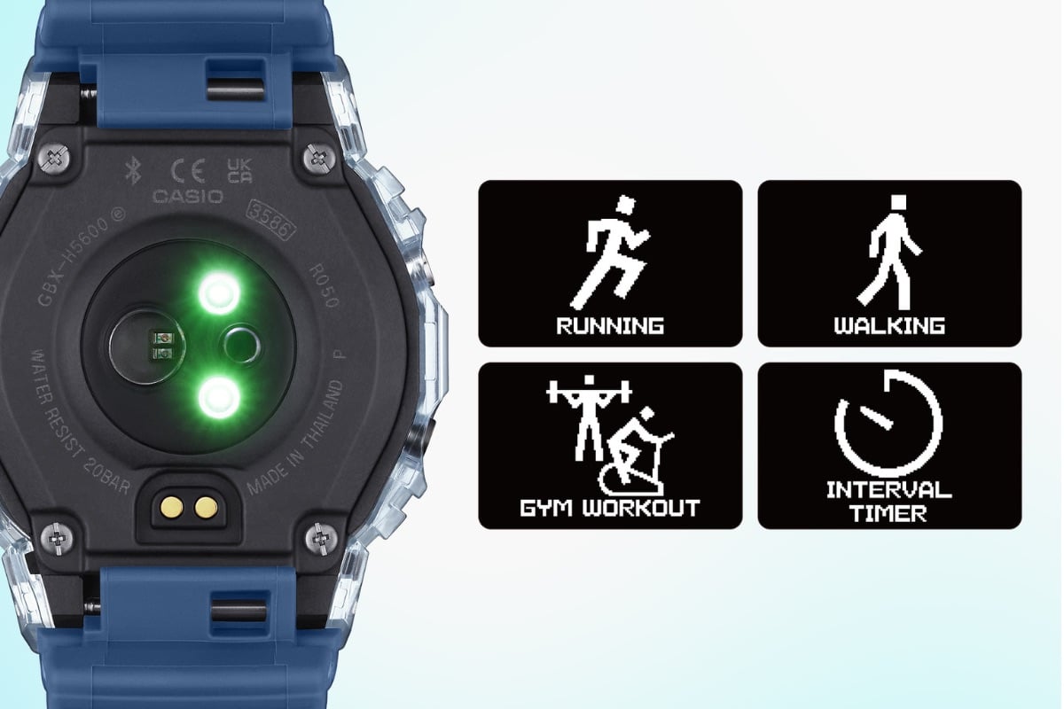 Die Rückseite und technischen Daten der CASIO GBX H5600