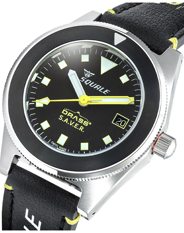 Squale – Drass S.A.V.E.R., professionelle Taucheruhr aus Edelstahl mit Automatikkaliber und schwarzem Zifferblatt
