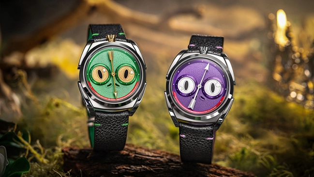 Louis Erard x Konstantin Chaykin: Unfrogettable, Titel, zwei Uhren vor Hintergrund