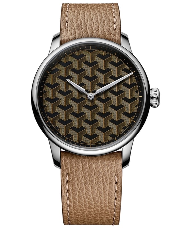 Louis Erard x Wire Art – Fil d’Or, elegante Automatikuhr aus Edelstahl mit Lederband und kunstvollem Zifferblatt