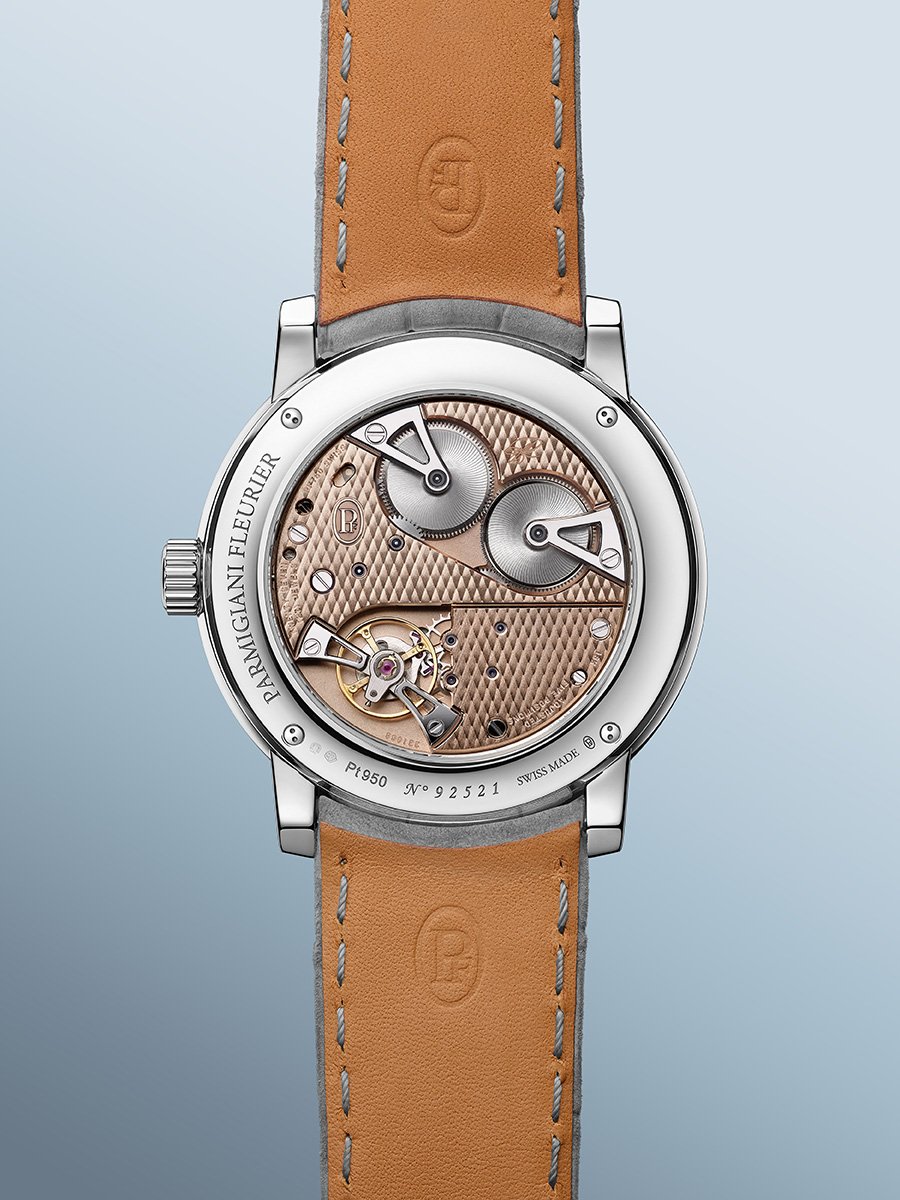 Parmigiani Fleurier Toric Petite Seconde Platinum Morning Blue: Gehäuseboden