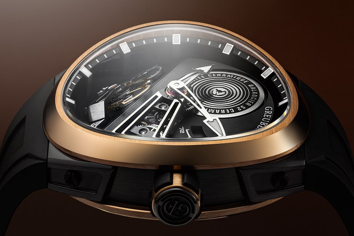 Greubel Forsey Balancier Convexe S, Keramikuhr Schwarz mit Gold, Profilansicht