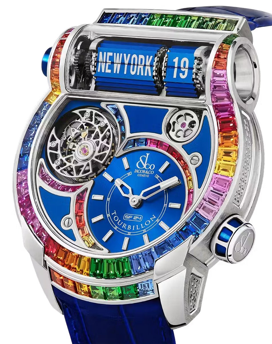 Jacob & Co. – Epic SF24 Tourbillon Baguette, mit Edelsteinen besetzte Uhrenkreation