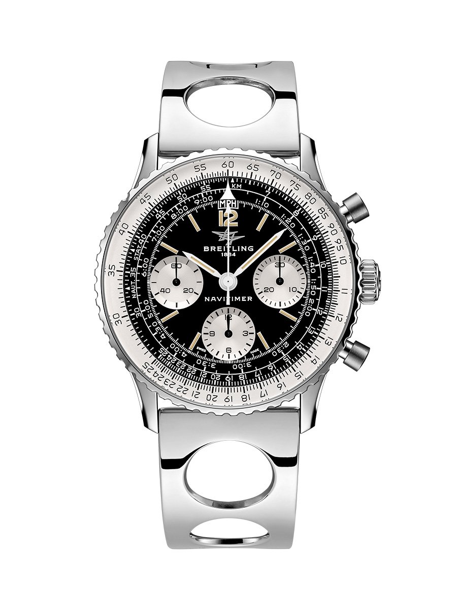 Breitling Navitimer B09 Chronograph 41 Tribute to Miles Davis: Frontansicht Uhr mit Racer Armband