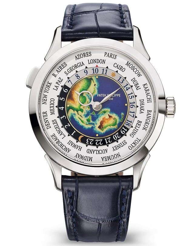 Weltzeituhr: Patek Philippe – World Time Rare Handcrafts Ref. 5231G-001, elegante Uhr mit Emaille-Zifferblatt