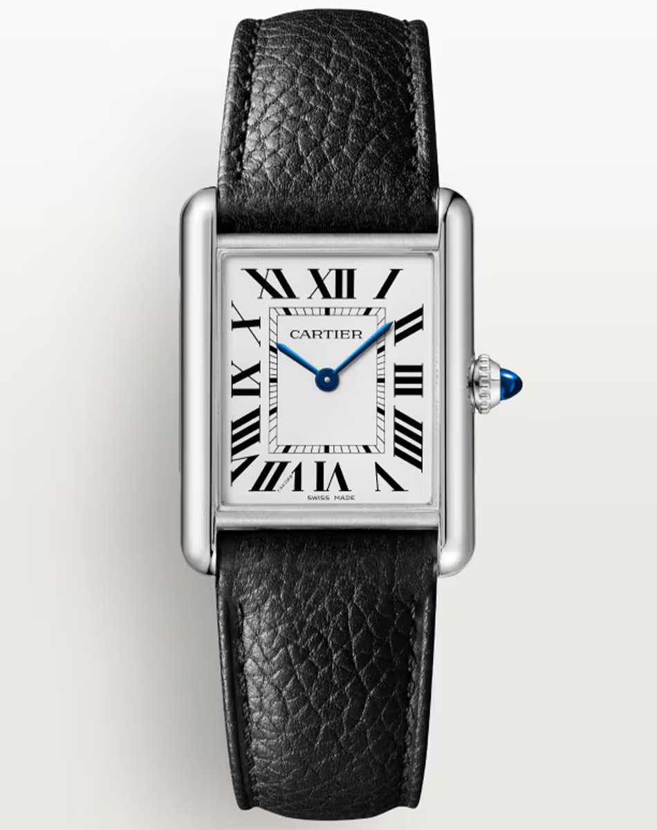 Cartier – Tank Must SolarBeat, eckige Dresswatch mit Lederband und hellem Zifferblatt