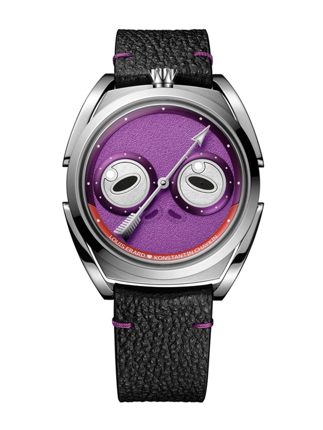 Louis Erard x Konstantin Chaykin: Unfrogettable, Uhr mit lila, Frontansicht