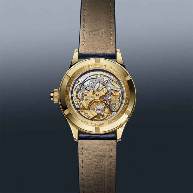 Angelus: Cronografo Blue Ministeriale in Rotgold Boden