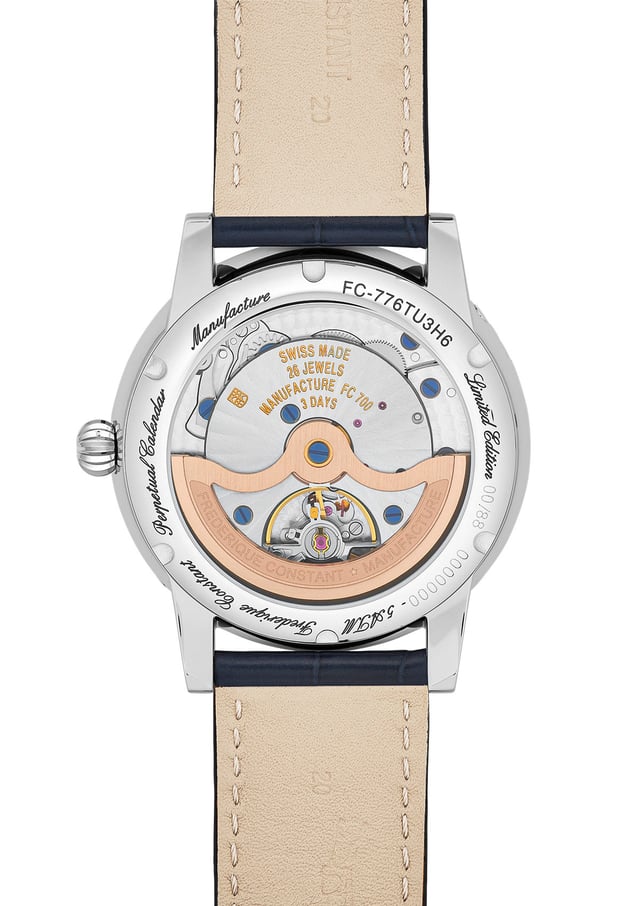 Frederique Constant Classic Perpetual Calendar Manufacture & Türkis: Gehäuseboden Kaliber FC-776