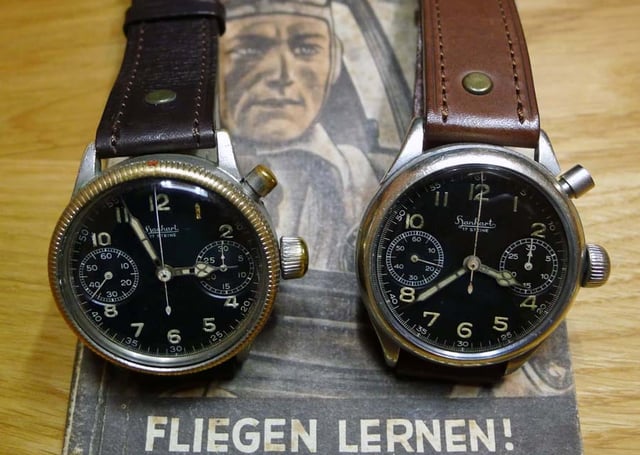 Zwei Eindrückerchronogragphen von Hanhart mit und ohne Drehlünette.