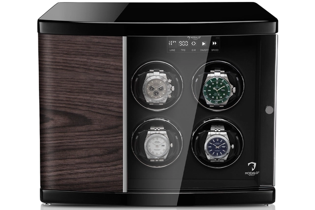 Uhrenbeweger für 6 Uhren im schwarzen Makassar-Design