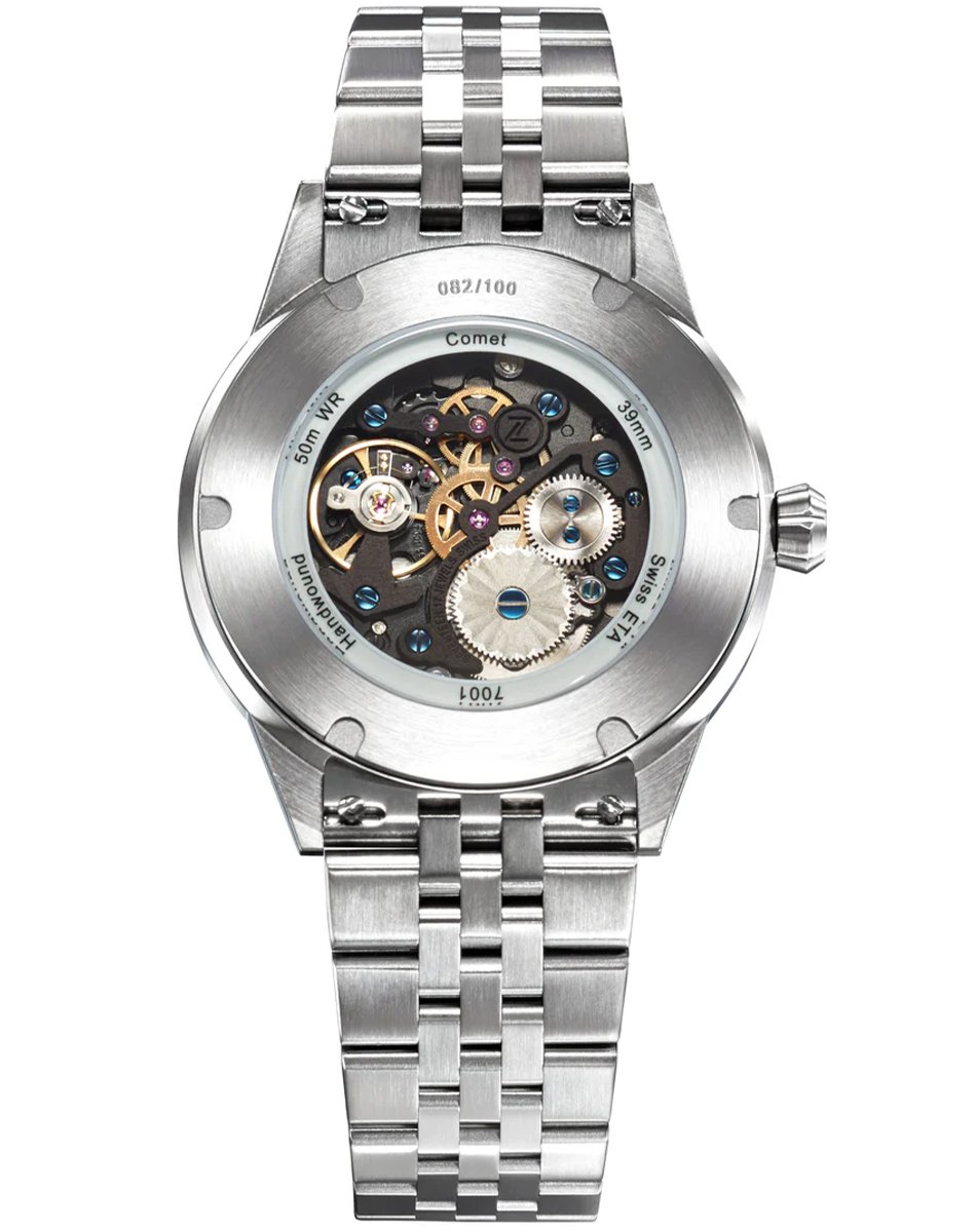 Zelos – Comet 39 MOP, elegante Uhr mit Handaufzugswerk und Perlmuttzifferblatt