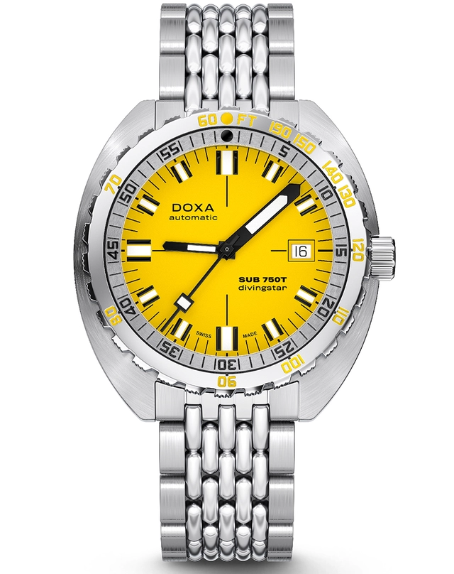Doxa – SUB 750T, Taucheruhr aus Edelstahl mit gelbem Zifferblatt