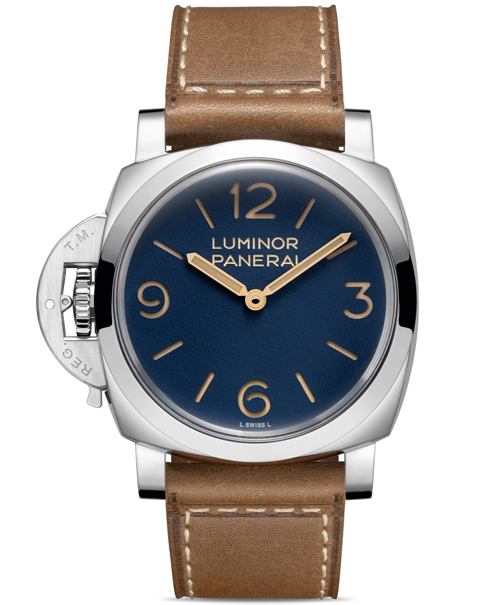 Panerai Luminor Destro PAM01732, Taucheruhr von Panerai mit Handaufzugswerk und blauem Zifferblatt