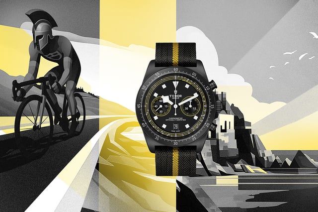 TUDOR Pelagos FXD Chrono Yellow mit Fahrradfahrer
