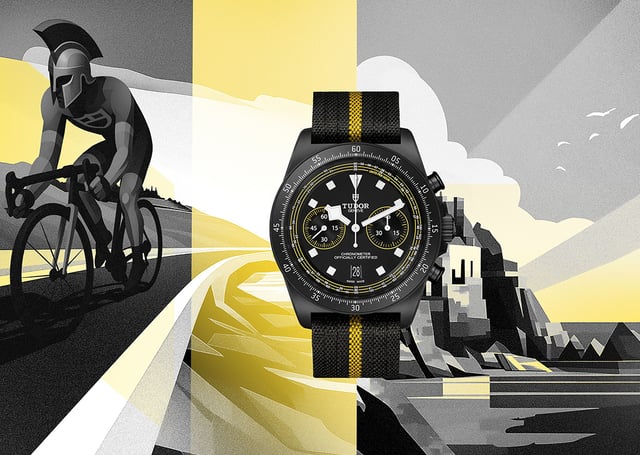 TUDOR Pelagos FXD Chrono Yellow mit Fahrradfahrer