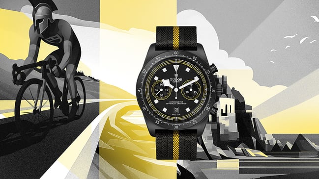 TUDOR Pelagos FXD Chrono Yellow mit Fahrradfahrer