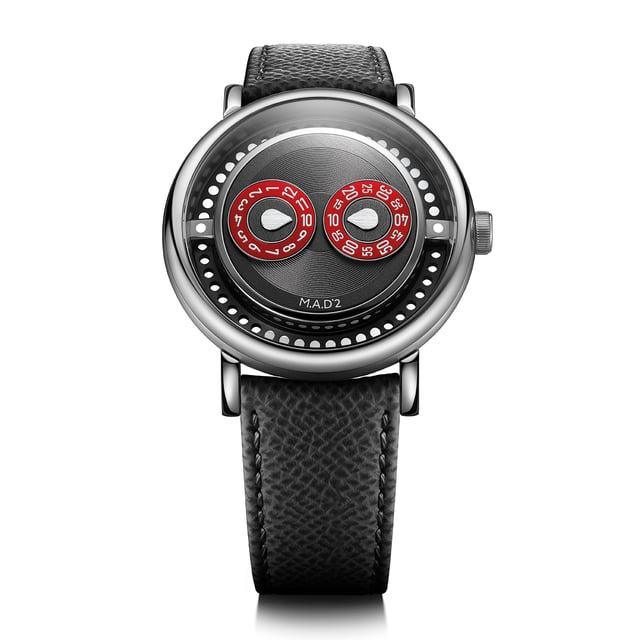 MB&F M.A.D.2 R&B, Uhr mit schwarzer Farbgebung und roten Akzenten