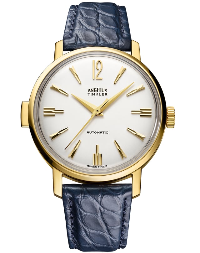 Angelus – Tinkler 1958, historisch inspirierte Spezialuhr mit Automatikwerk und hellem Zifferblatt