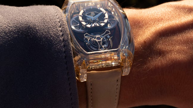 Artya: Purity Moissanite Curvy Tourbillon Wristshot