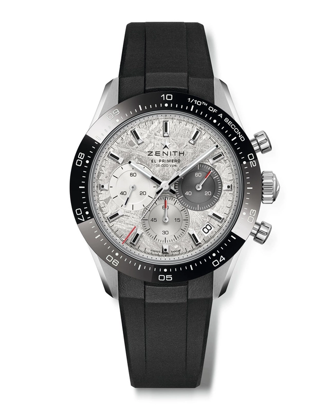 Die Zenith Chronomaster Sport Meteorite mit schwarzem Kautschukband
