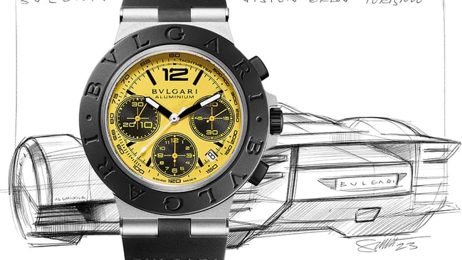 Bulgari Gran Turismo Aluminium Watch + Zeichnung des Vision Cars
