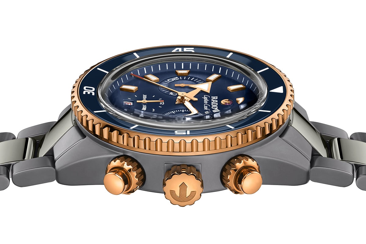 Rado Captain Cook High-Tech Ceramic Chronograph, Ref. R32195202, Profilansicht Uhr