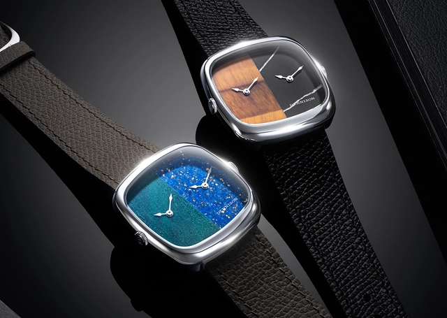 Dennison, Uhr mit zwei Zeitzonen und Steinzifferblatt