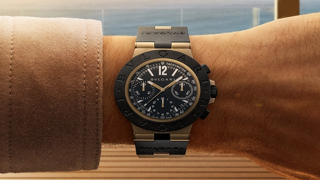 Bulgari Bronzo Chronograph Referenz 104242, Bronzeuhr am Handgelenk