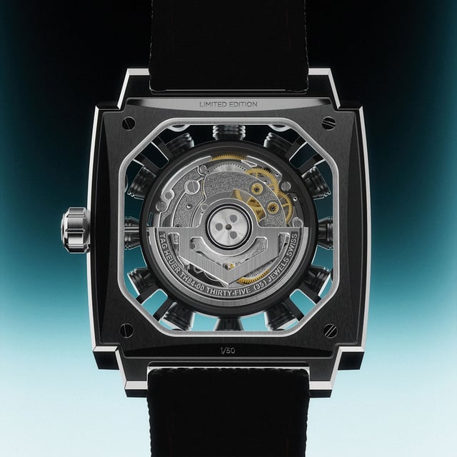 TAG Heuer Monaco Speed 12, Gehäuseboden mit Sicht auf das Kaliber