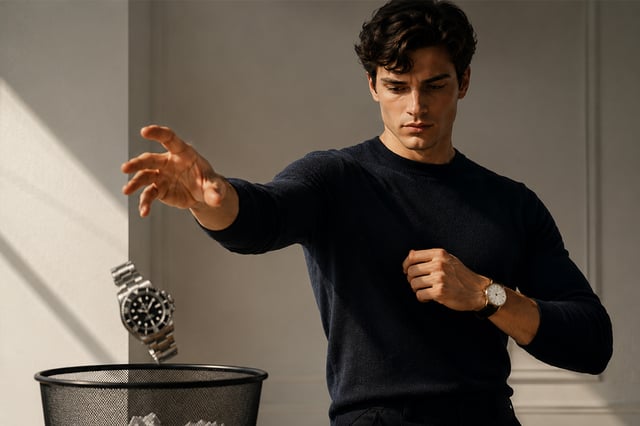 Junger Mann mit Dresswatch statt Taucheruhr
