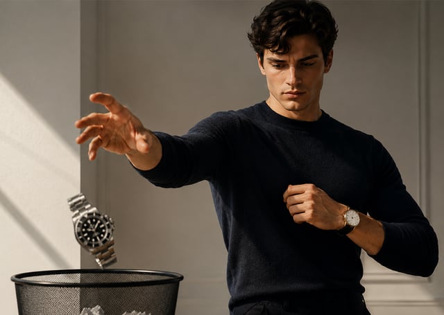Junger Mann mit Dresswatch statt Taucheruhr
