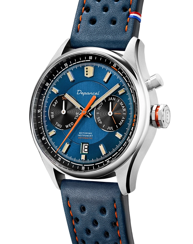 Depancel – Allure Autosport, Automatikuhr mit Lederband und blauem Zifferblatt