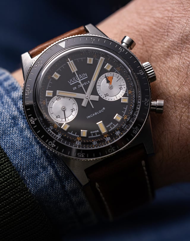 Vulcain – Skindiver Chronograph, schwarze Taucheruhr mit Chronograph