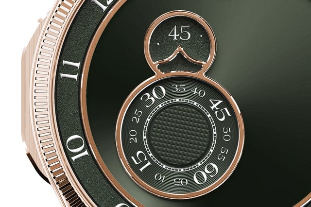 Trilobe – Trente-Deux-Kollektion, goldene Uhr mit ungewöhnlicher Zeitanzeige