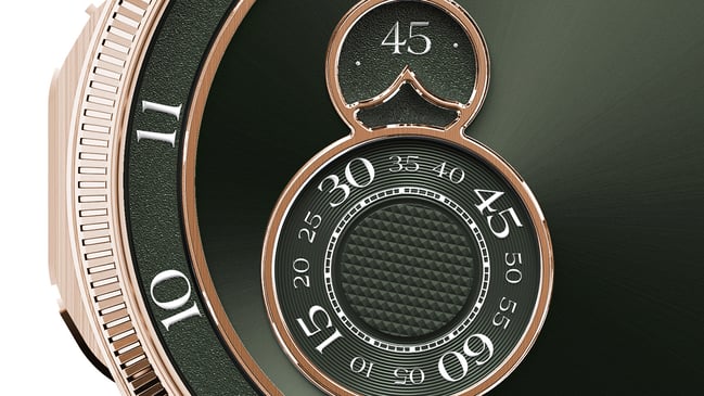 Trilobe – Trente-Deux-Kollektion, goldene Uhr mit ungewöhnlicher Zeitanzeige