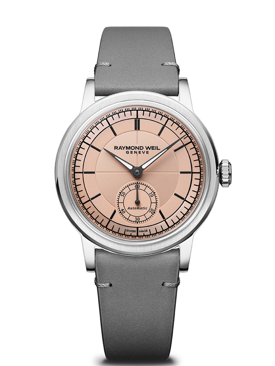 Raymond Weil Millesime Small Seconds, mit lachsfarbenem Zifferblatt