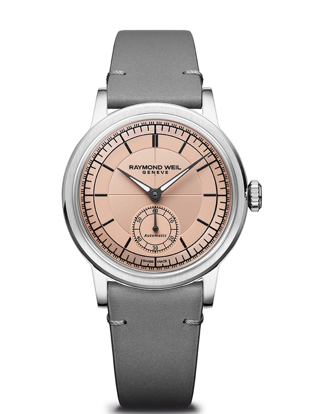 Raymond Weil Millesime Small Seconds, mit lachsfarbenem Zifferblatt