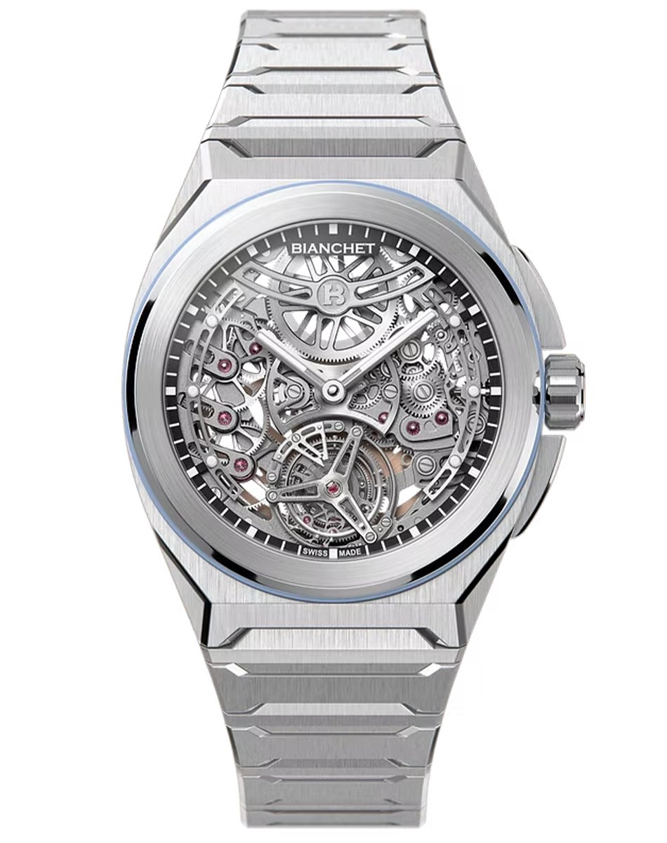 Bianchet – Rotondo UltraFino Titanium, skelettierte Titanuhr mit integriertem Band