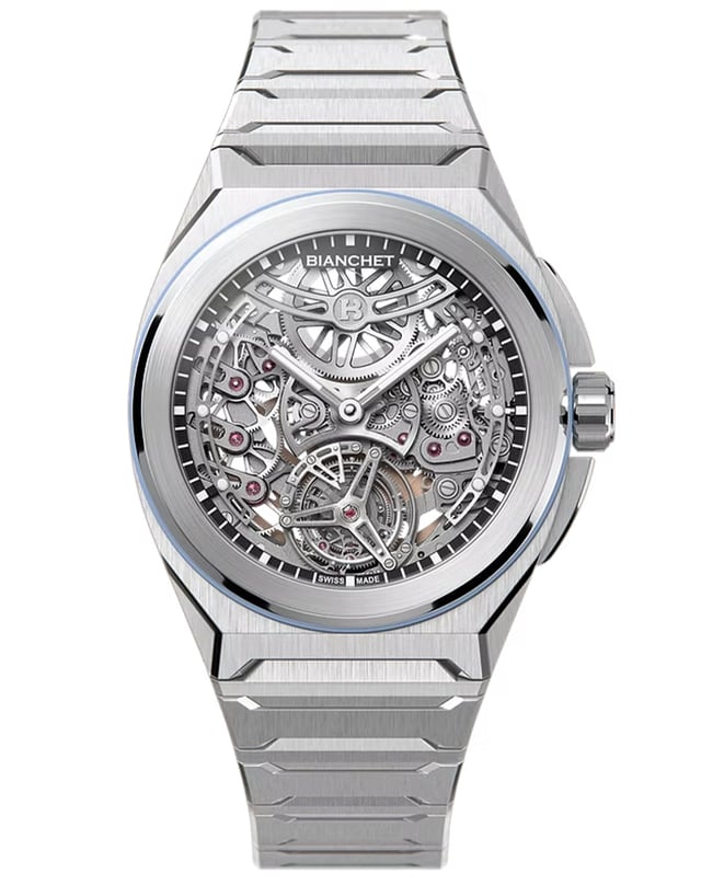 Bianchet – Rotondo UltraFino Titanium, skelettierte Titanuhr mit integriertem Band