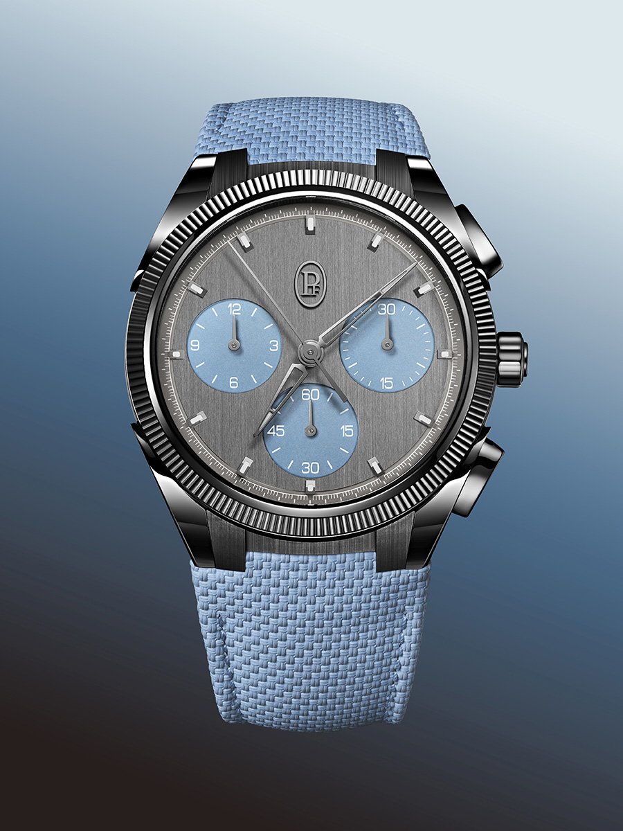 Parmigiani Fleurier Tonda PF Sport Chronograph Ultra-Cermet Mineral Blue: Frontansicht Uhr