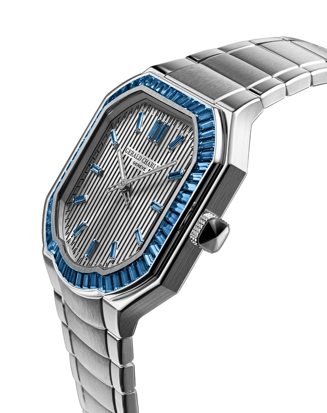 Gerald Charles – Masterlink Gem-Set, besetzte und asymmetrische Edelsteinuhr mit integriertem Band