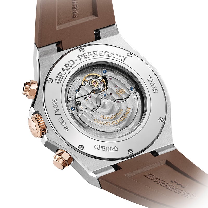 Girard-Perregaux Laureato Chronograph, Ansicht Gehäuseboden und Werk