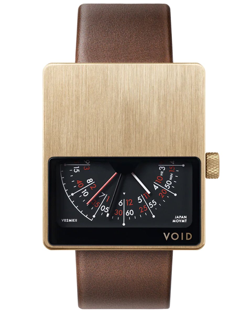 Void Watches – V02MKII, ausgefallene Uhr aus Edelstahl mit besonderer Zeitanzeige