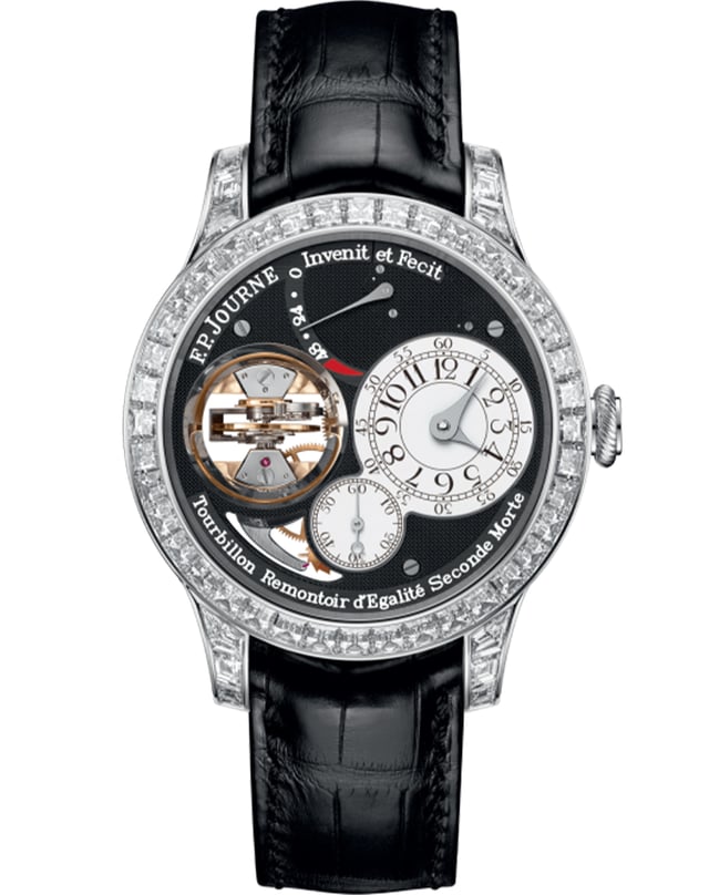 Dresswatch: Haute Horlogerie: F.P. Journe – Tourbillon Souverain Vertical Joaillerie, elegante Uhr mit Tourbillon und Diamantbesatz