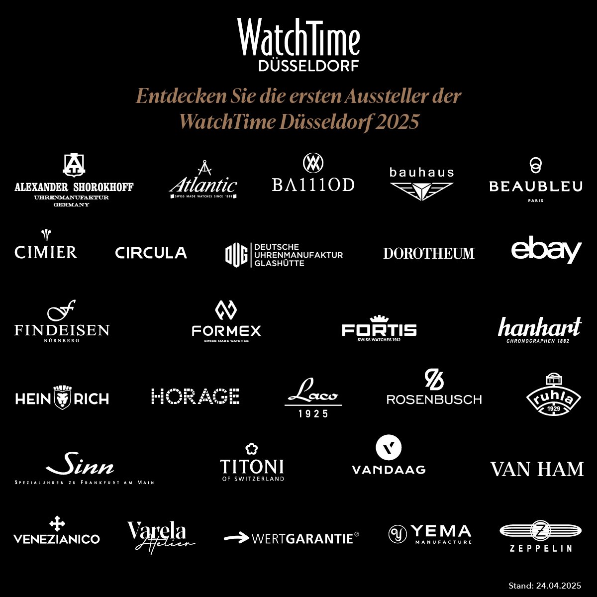 WatchTime Düsseldorf, ausstellende Marken
