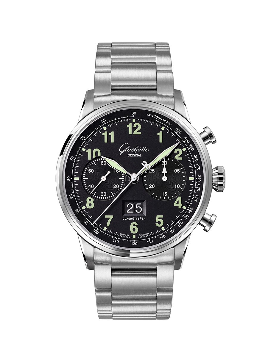 Glashütte Original Senator Chronograph Navigator 1-37-24-20-12-71, Uhr mit Metallband